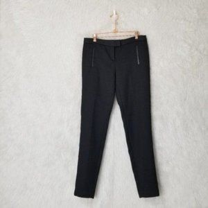 Maje Solid Black Slim Fit Lamb Leather Trim Mid-Rise Dress Pants Medium